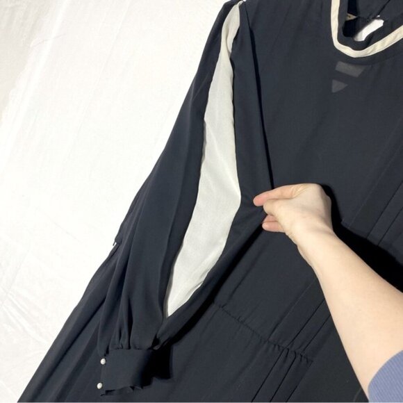 Vintage Joyce Palmer Black Long Sleeve Mock Neck Sheer Midi Dress XL - Picture 11 of 16